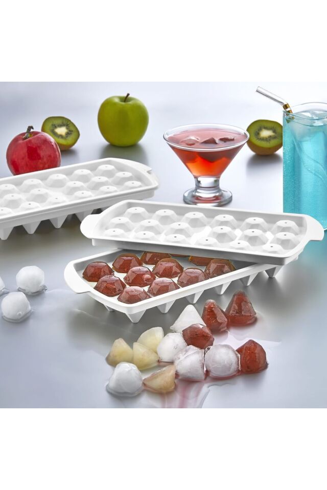 Şık Elmas Şeklinde 18'li Buzluk Seti - Göz Alıcı Elmas Desenli 18'li Buzluk (2 adet)