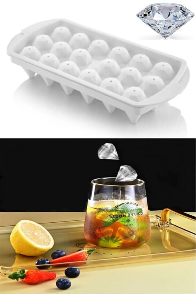 Şık Elmas Şeklinde 18'li Buzluk Seti - Göz Alıcı Elmas Desenli 18'li Buzluk (2 adet)