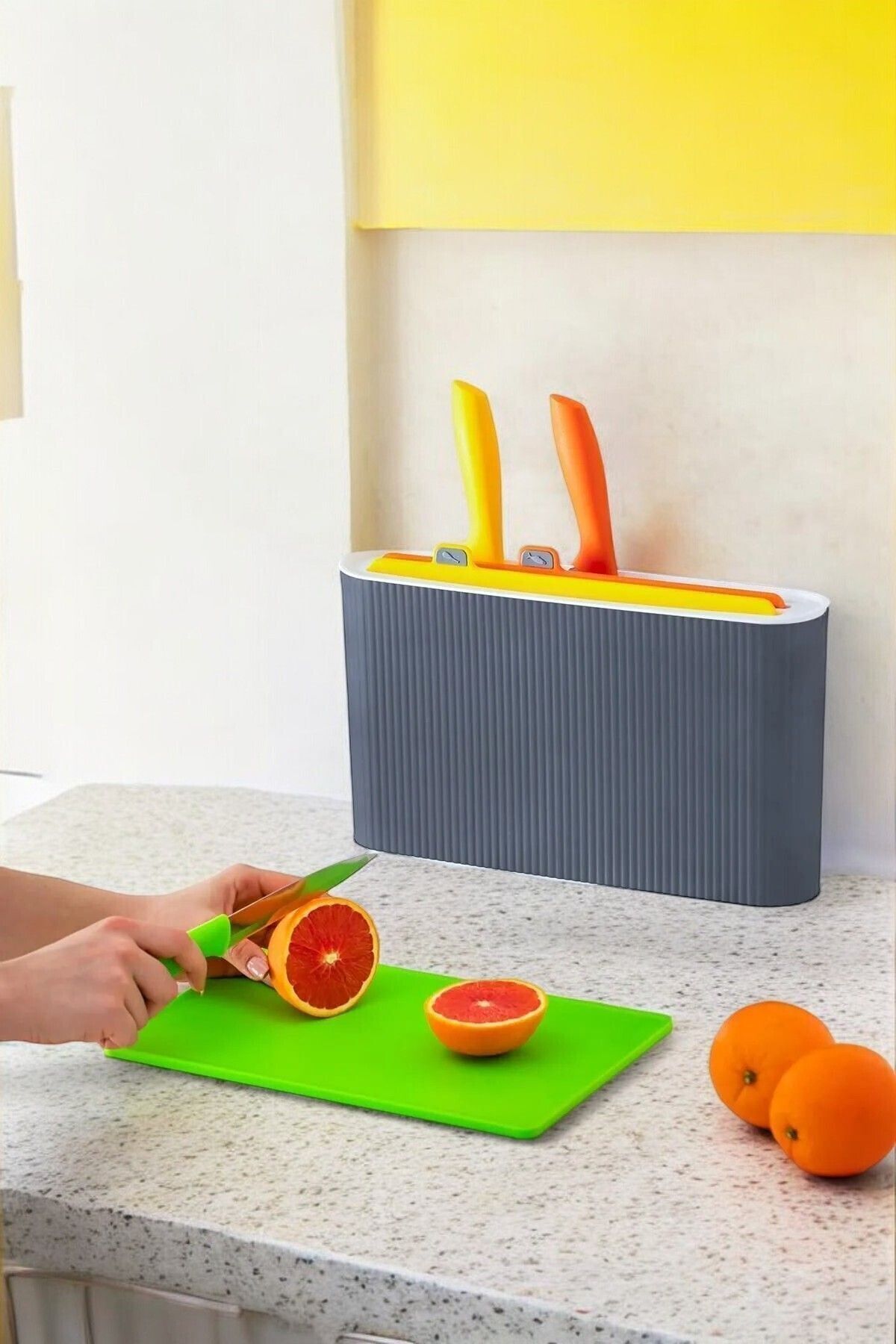 Özel Tasarım Bıçak Ve Kesme Tahtası 3 Lü Set Mutfak Için 3'lü Bıçak Ve Tahta Seti