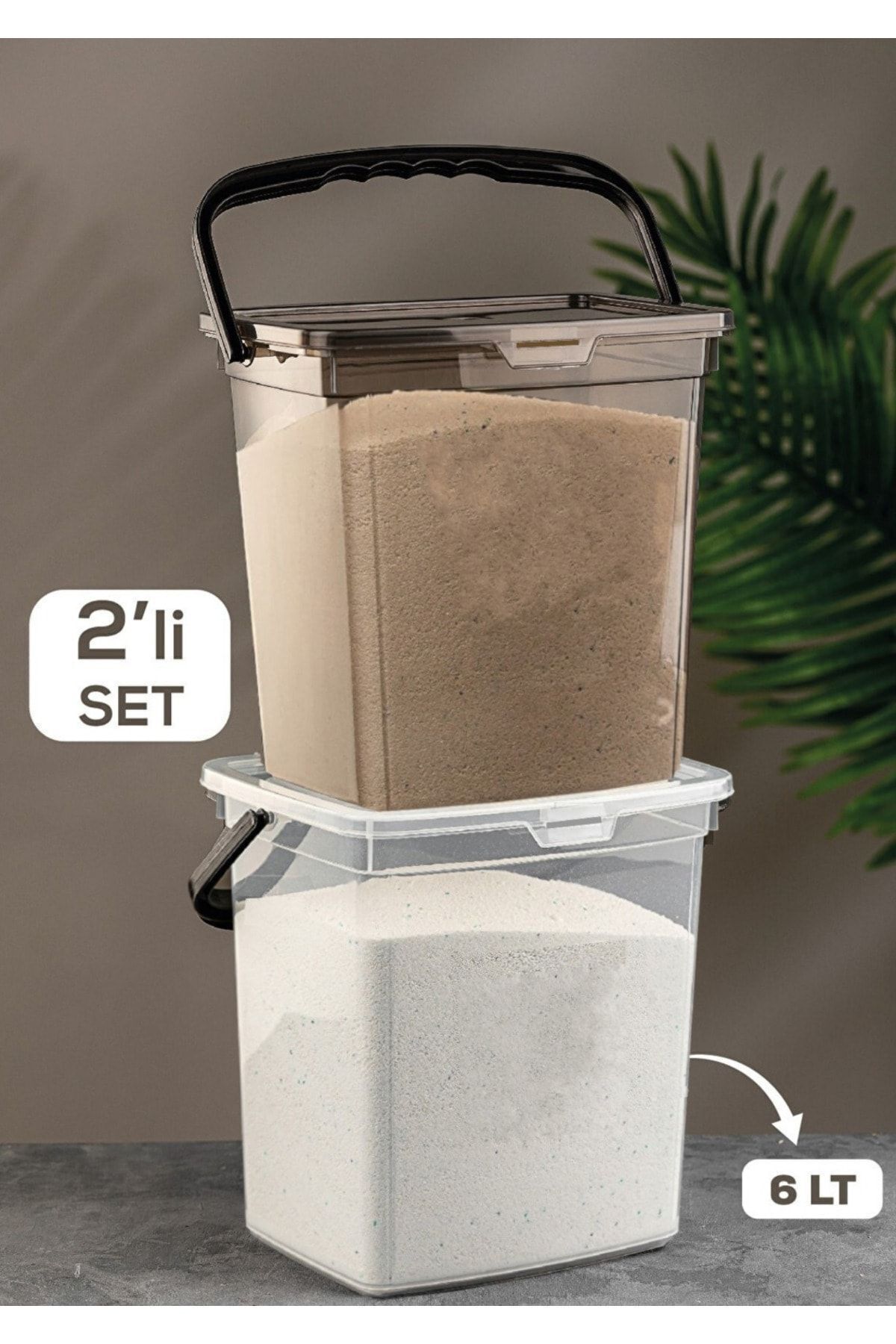 Şeffaf Kapaklı Deterjanlık Taşınabilir Deterjan Saklama Kutusu 6 Lt (2Lİ)