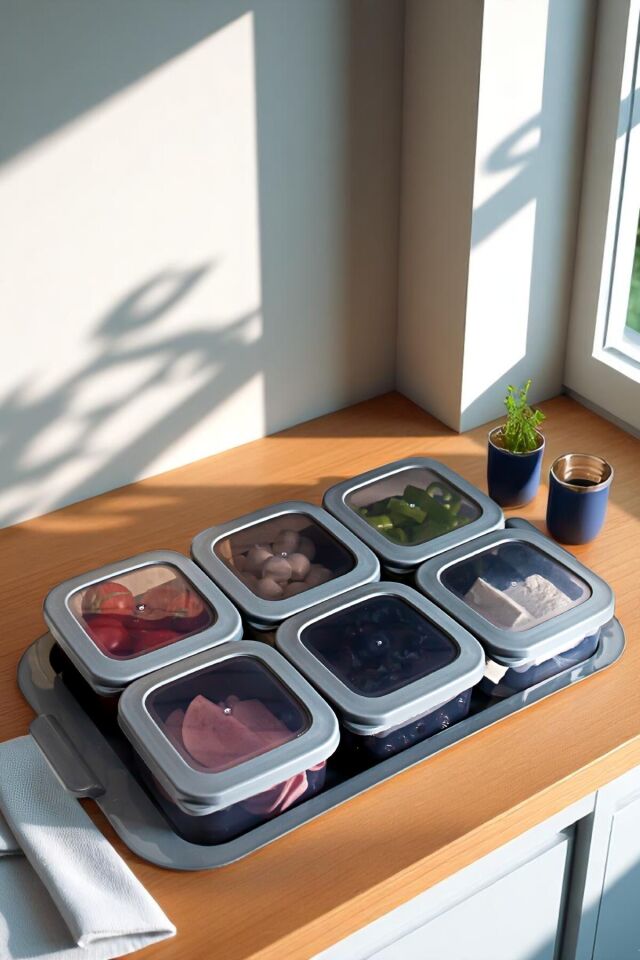 6'lı 300 ml Vakumlu Saklama Kabı Seti – Hava Geçirmez Kapaklı, kahvaltı seti