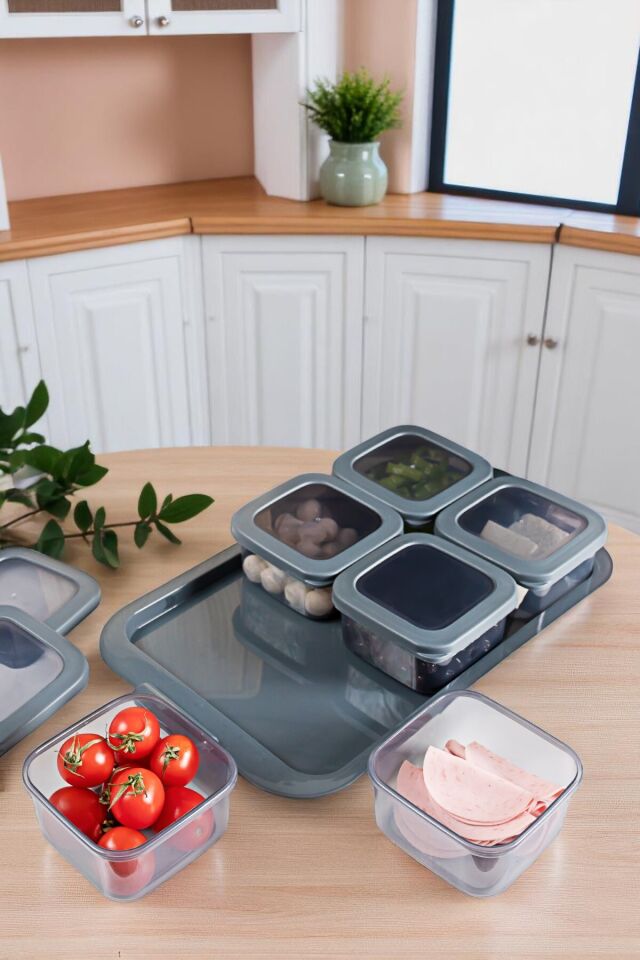 6'lı 300 ml Vakumlu Saklama Kabı Seti – Hava Geçirmez Kapaklı, kahvaltı seti