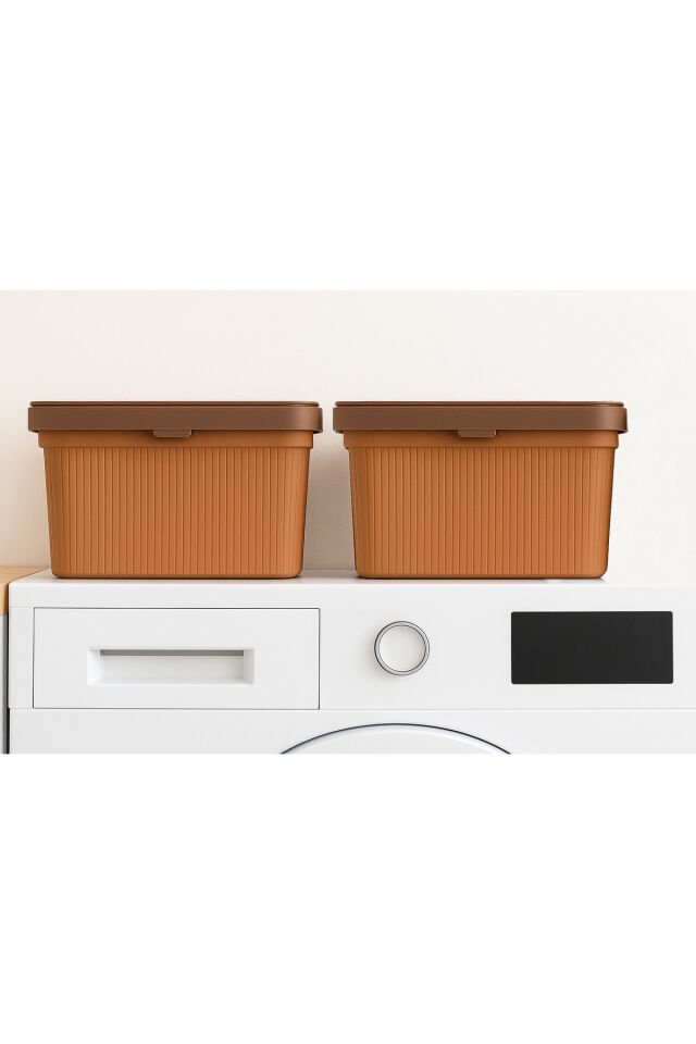 Deterjan Saklama Kutusu 2'li Set – Ölçü Kaşığı Hediye , Çamaşır Makinesi Üstü Kullanıma Uygun