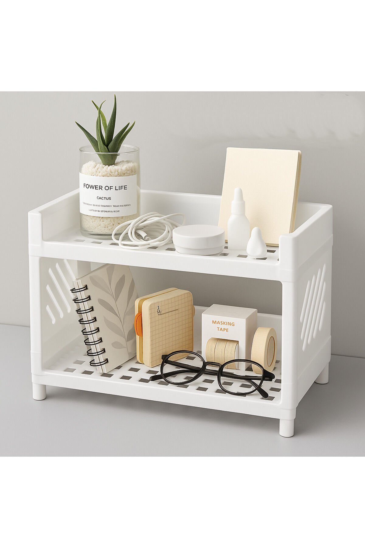 Çok Amaçlı Plastik Düzenleyici Raf – Mutfak, Banyo ve Ofis İçin 2 Katlı Organizer