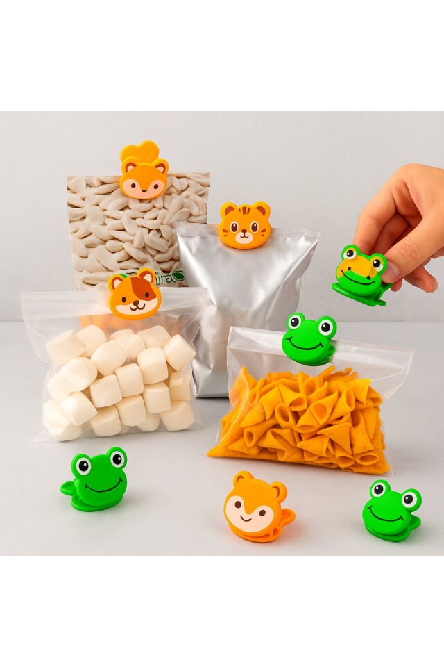 Sevimli Hayvan Figürlü Paket Klipsi | Renkli ve Dayanıklı Mandal Klips