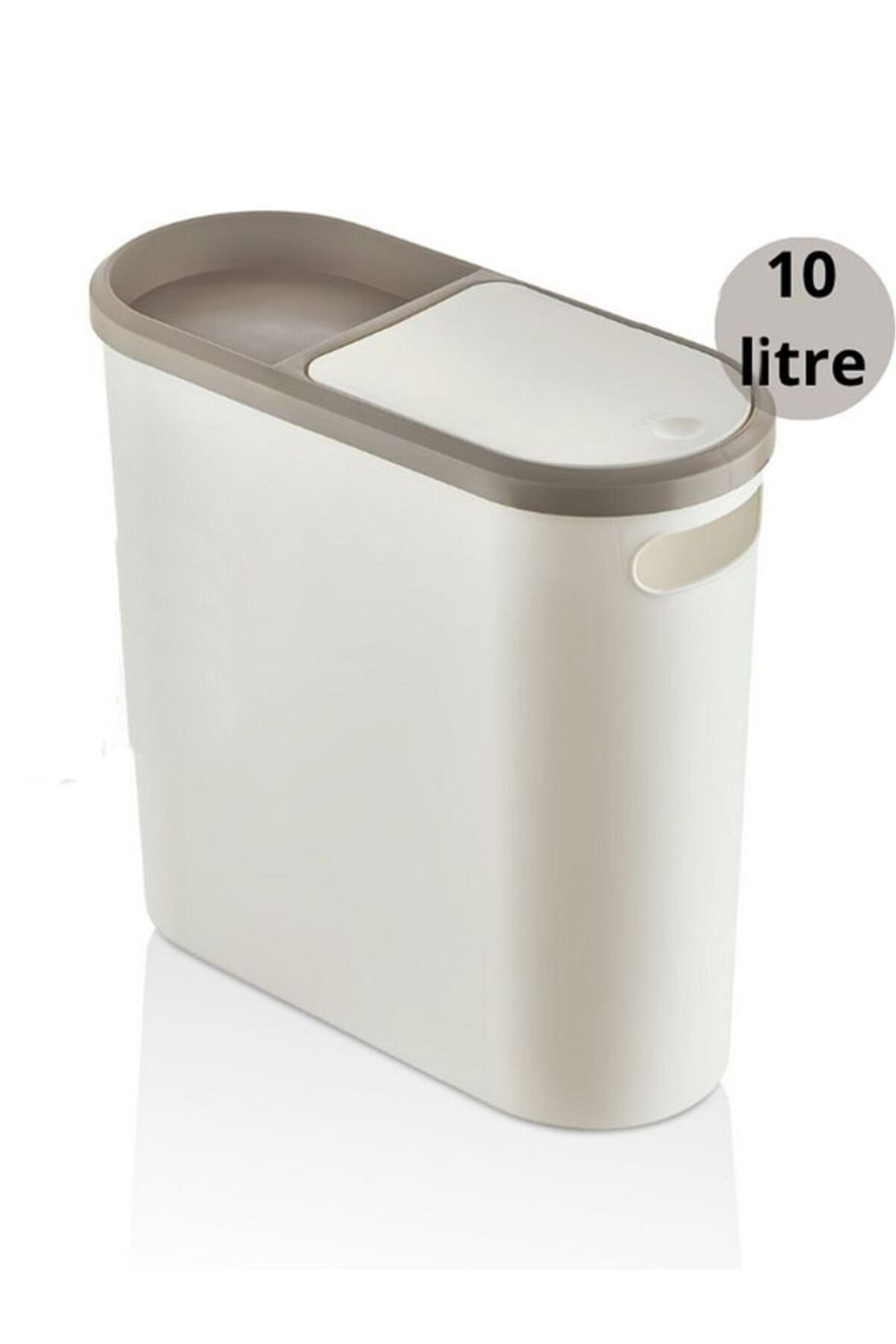 Kapaklı Dar Tasarım Çöp Kovası – 10 Litre, Banyo ve Mutfak İçin Pratik Kullanım, Modern Tasarım Krem