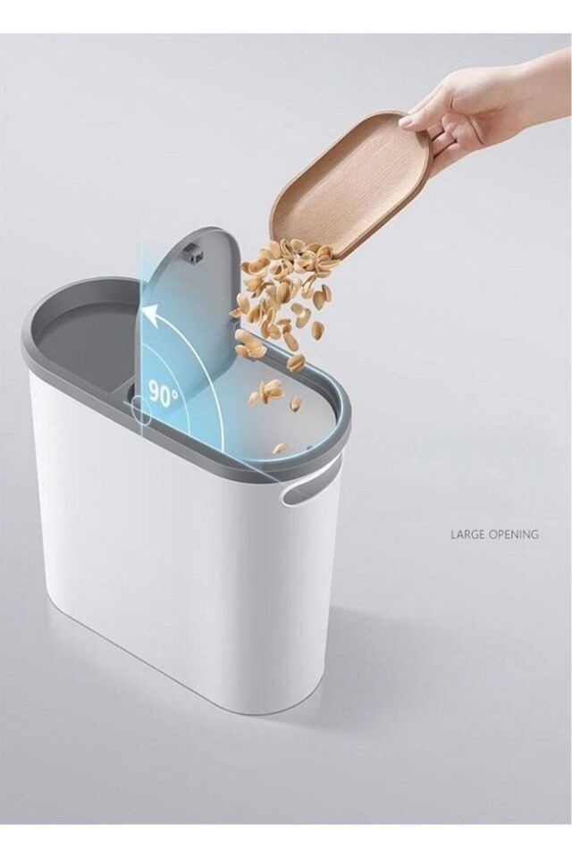 Kapaklı Dar Tasarım Çöp Kovası – 10 Litre, Banyo ve Mutfak İçin Pratik Kullanım, Modern Tasarım Gri