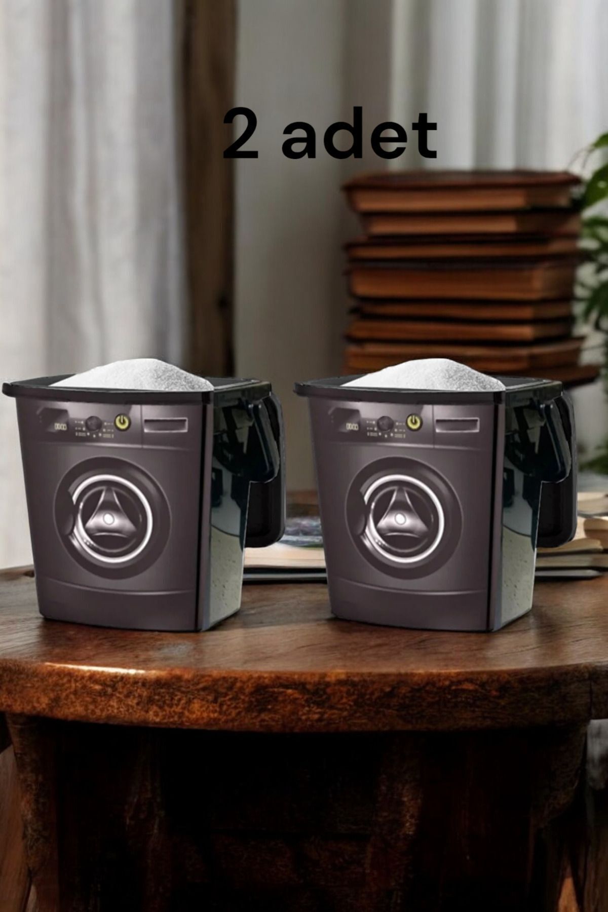 12 Litre Dekoratif Deterjanlık Deterjan Kutusu saklama Kabı deterjanlık 2 li 6+6 Siyah Siyah