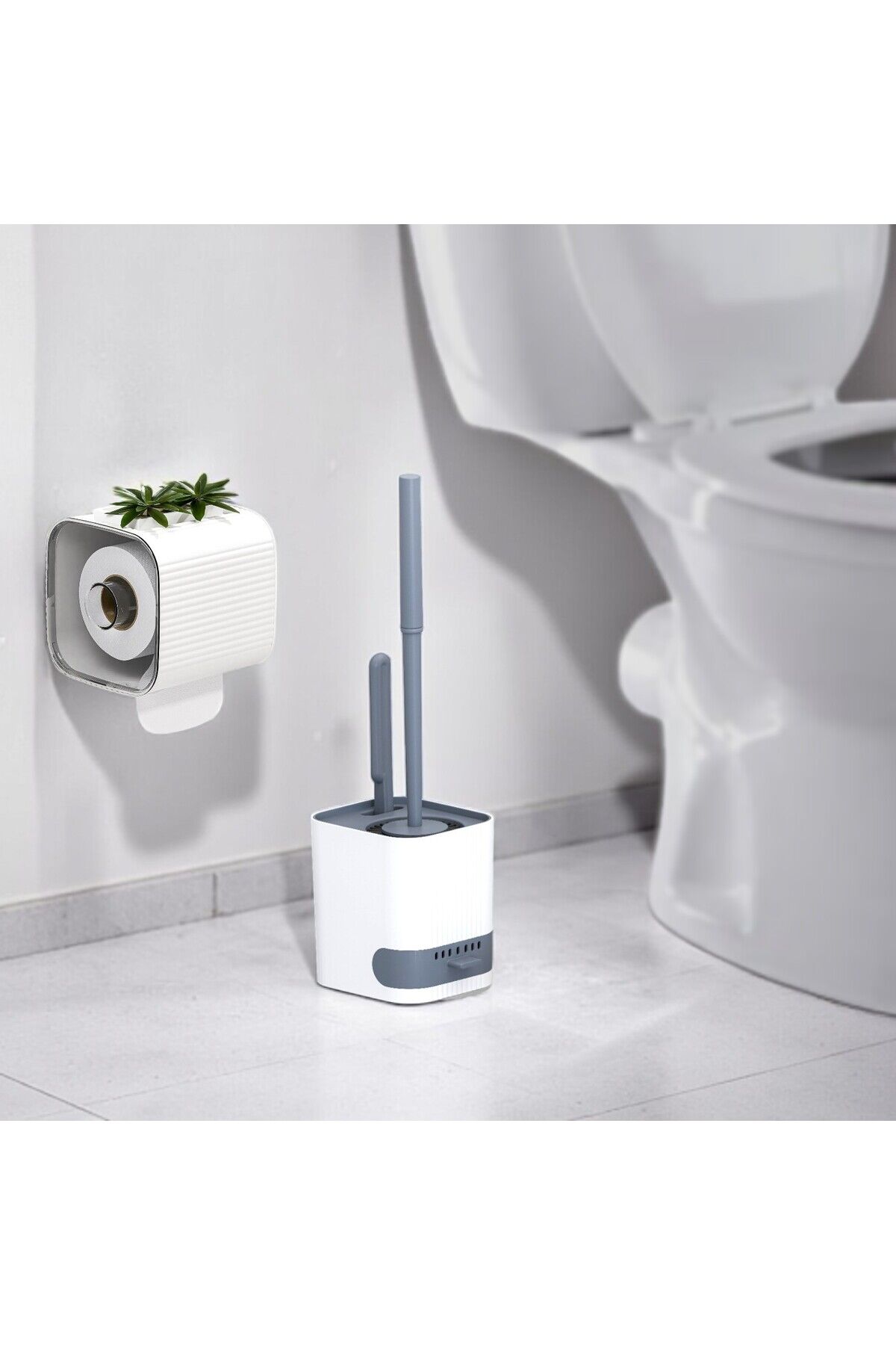 Wc Fırça Ve Tuvalet Kağıtlığı Seti Şık Tuvalet Kağıtlığı Ve Wc Fırçası Beyaz