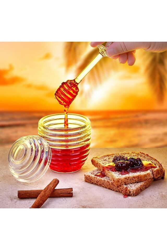 Bal Kavanozu Kaşıklı - Plastik Kaşıklı Bal Kavanozu Pratik Şeffaf