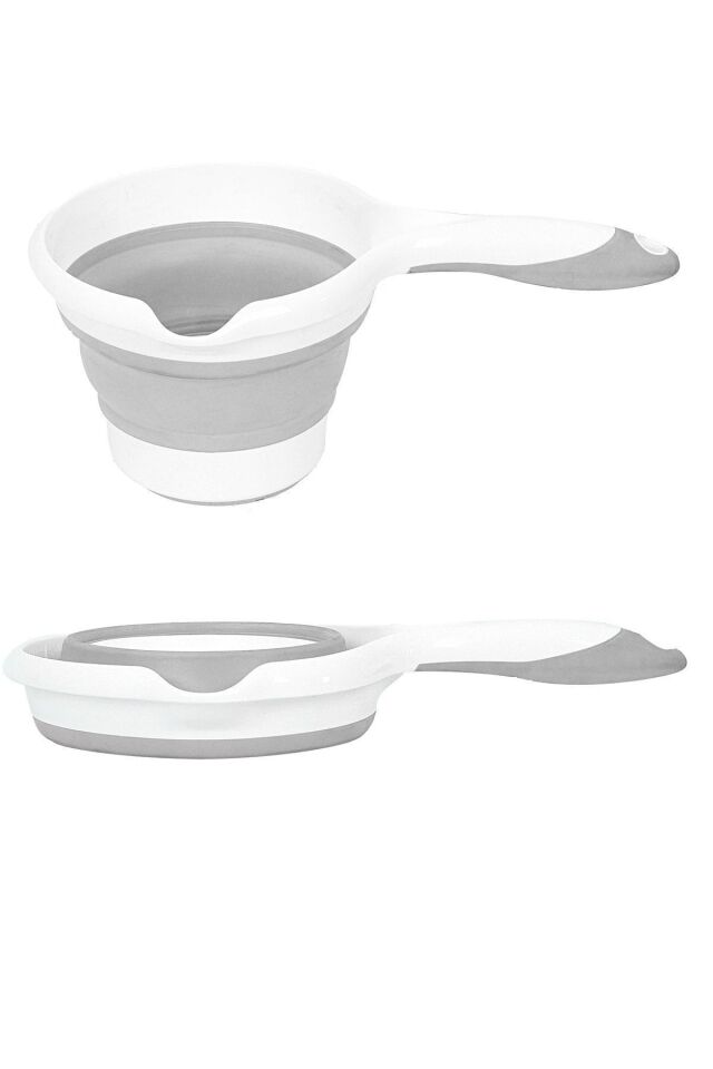 Katlanır Bebek Küveti Seti – Kova ve Maşrapalı, Taşınabilir, Katlanabilir, Pratik Banyo Seti Gri