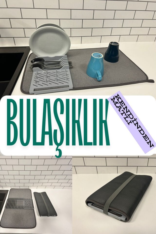 Kendinden Matlı Şık Bulaşıklık Şık Ve Fonksiyonel Tezgah Bulaşıklığı Şık Matlı Bulaşık Kurutma Antrasit Gri