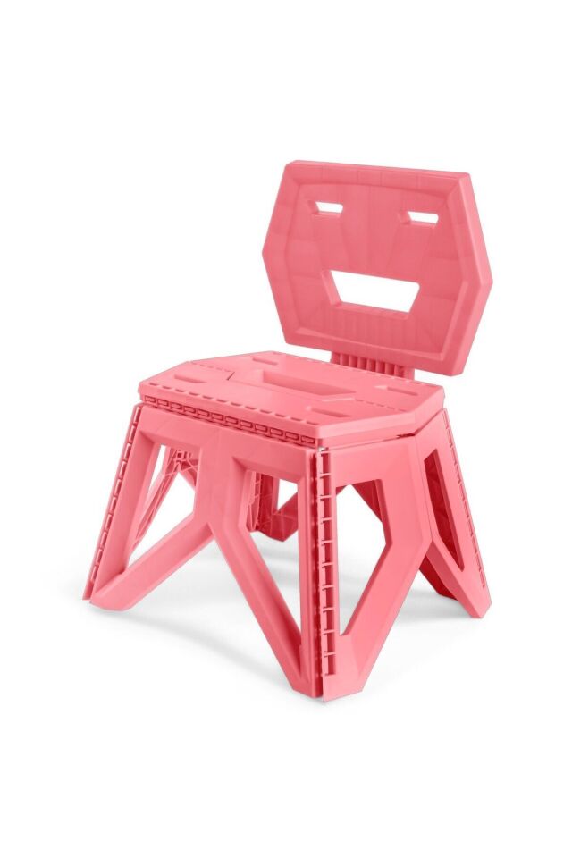 Modern Geometrik Katlanabilir Çocuk Kamp Sandalyesi, Taşınabilir, Konforlu, İdeal Dış Mekan Pembe