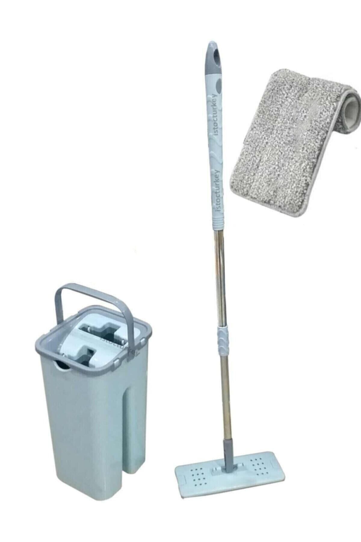 Çift Bölmeli, Ergonomik Mop Temizlik Seti 4 4 Litre - Kolay Sıkılabilir Pratik Microfiber Mop Seti Asorti